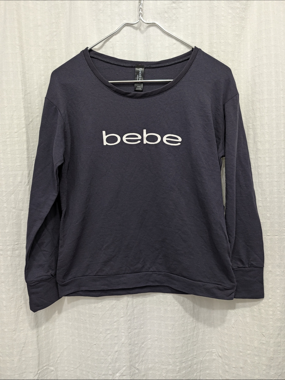bebe Gray Mauve Long-Sleeve Logo Sleep Loungewear Top Small